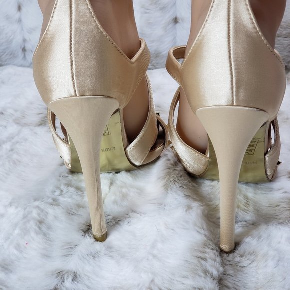 Red Cherry Gold Cross Strap 4.5" Stiletto High Heel Shoes Sizes Varies - Picture 7 of 9